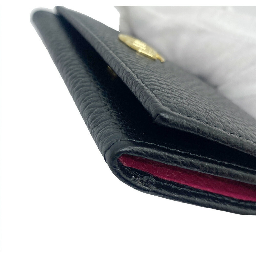 GUCCI GG Marmont Double Leather Card Case Wallet Black Red - Picture 6 of 8